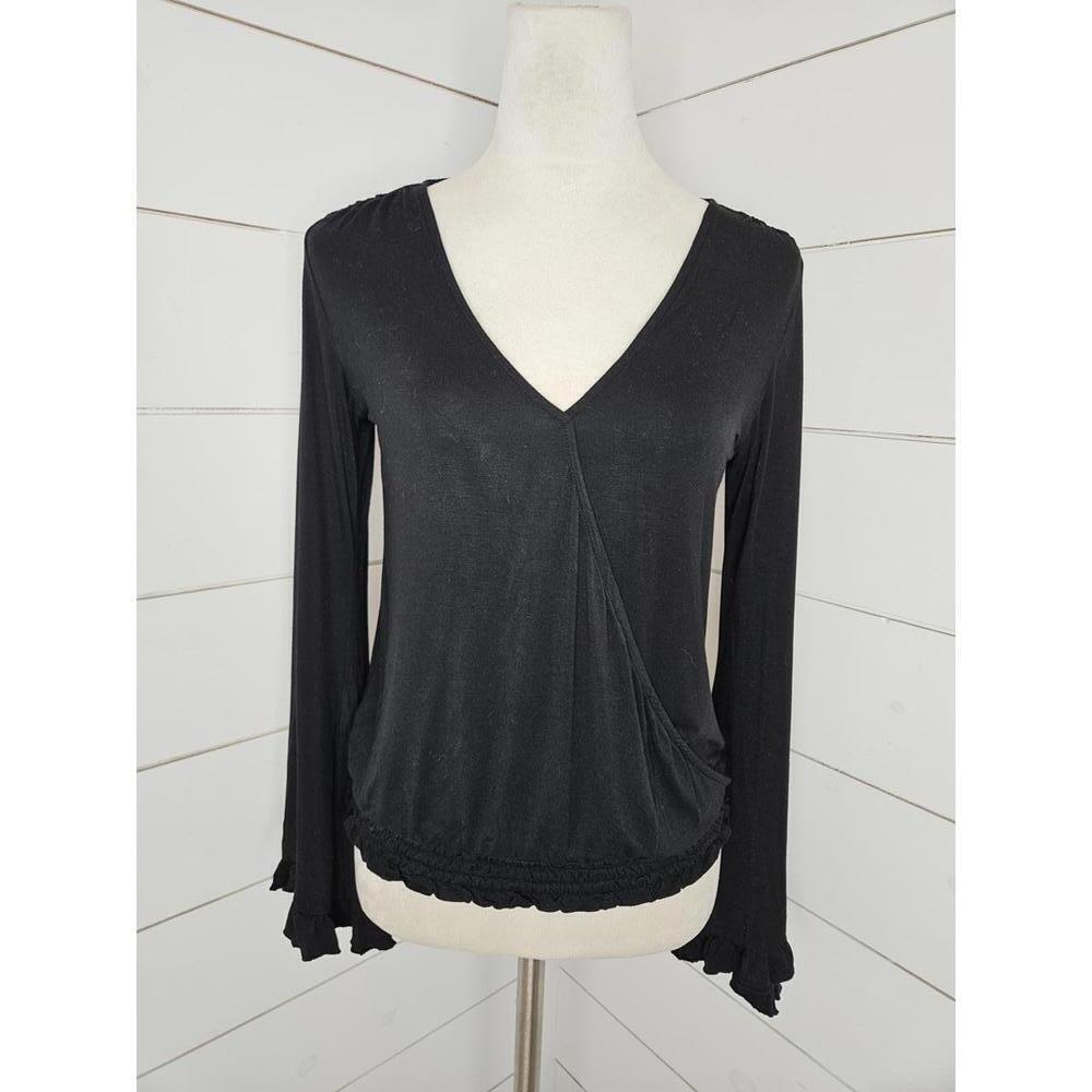 American Eagle Outfitters Soft & Sexy small black bohemian faux wrap top